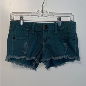 Rue 21 Stylish Teal Frayed Hem Women Shorts